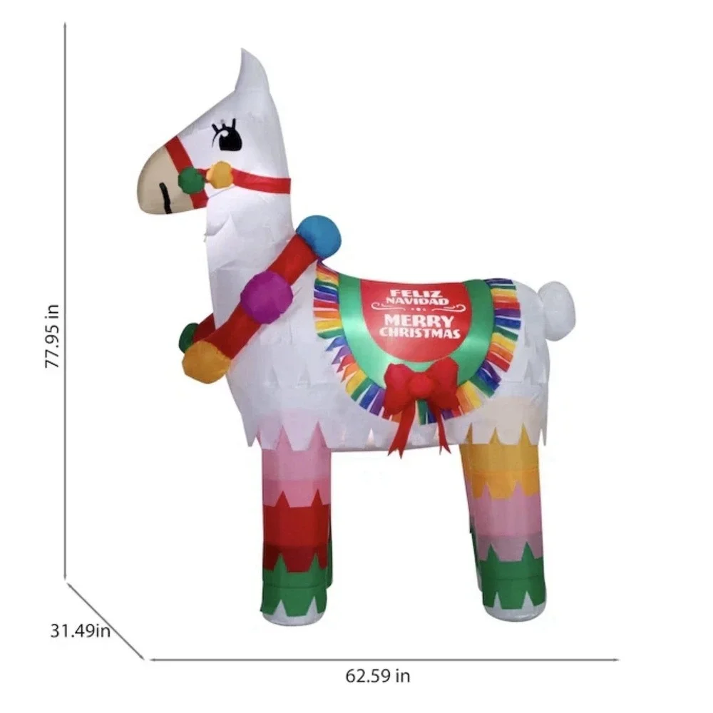 Holiday Living 6.5ft Piñata Llama Lighted Christmas Airblown Inflatable Yard NEW